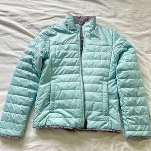 The North Face girls Light Blue Puffer Jacket